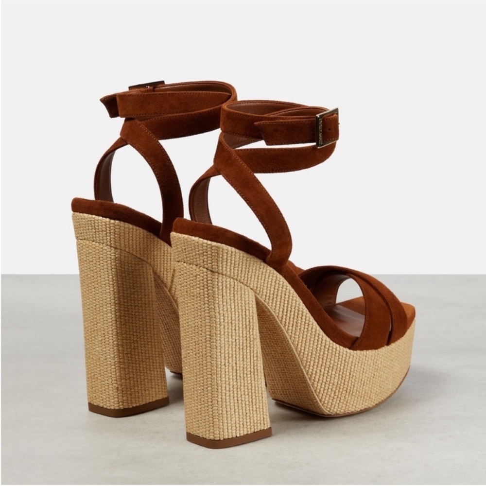 EUC JIMMY CHOO Gaia 140 suede platform sandals $995 38 - Picture 4 of 15